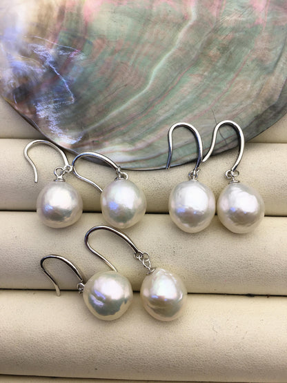 1 pair AAA 10-11mm white drop edison pearl dangle earrings,S925 Sterling Sliver earrings,wedding pearl earrings,SE3-T9-12