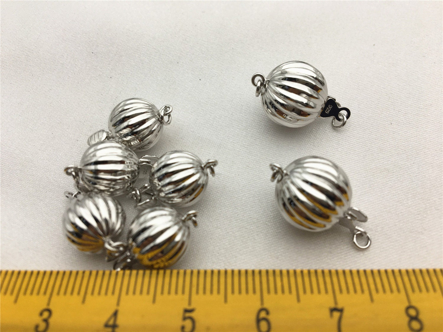 Sterling Sliver Corrugated Bead Safety Clasp,Select Size,WHOLESALE,ASL-CL-002