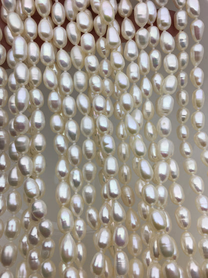 High Luster!32inches AA+ 7mm white rice oval pearl Necklace,Wedding Necklace, Love, Mothers Day,Happiness,wholesale,NPN1-T32