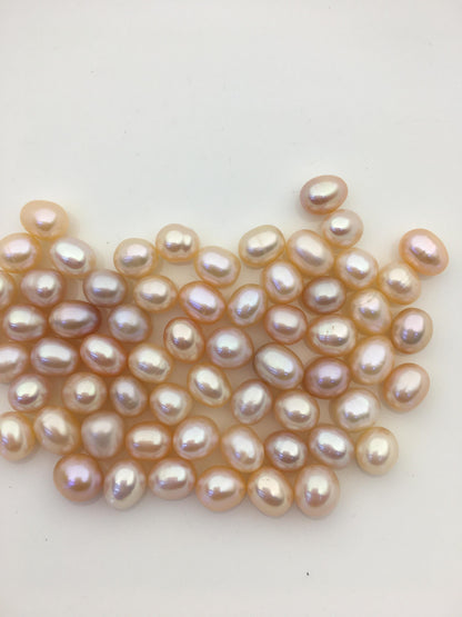 20pcs AAA 7.3-8.3mm*8.5-9.5mm Pink orange rice pearl for Oyster,for wish pearl oyster,for pearl vacuum-packed oysters,LR7-3A-2