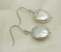 AAA White Coin Pearl Dangle Earrings- S925 silver pearl dangle earrings,SE3-105
