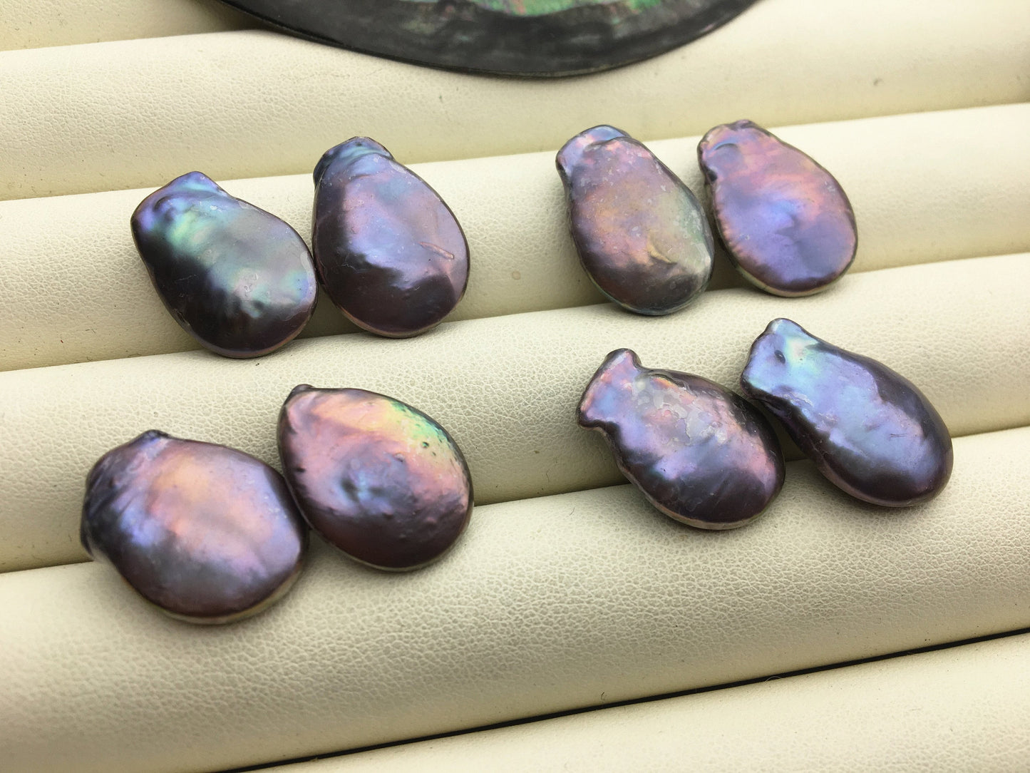 2 pairs AA+ 15-16x20-21mm Big Drop Coin Purple Black Freshwater Pearl Brown loose Beads Piar,wholesale,ZS-103-37-25