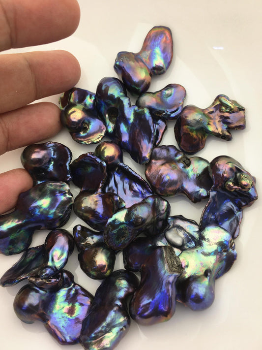 19pcs A 17-22mm big blue black flame ball pearl,no hole,FL15-T4-23