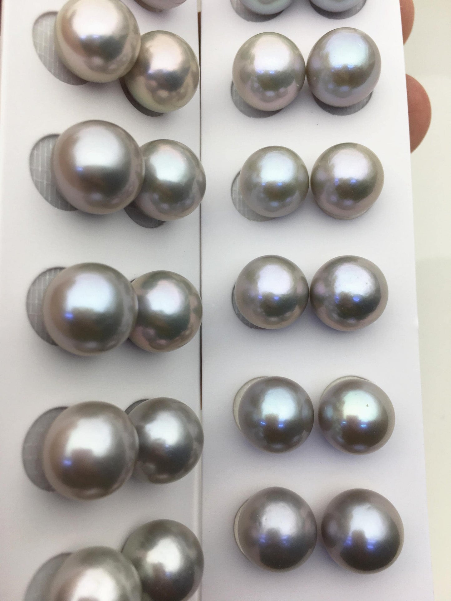 2 pairs AAA 11-12mm gray round freshwater pearl pair,half hole,RP11-3A-7