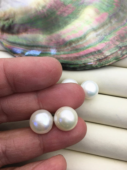 2 pairs AA+ 12-13mm big white nugget baroque Pearl Stud Earrings,freshwater pearl earrings,Wedding,classic pearl studs,SE1-069-25