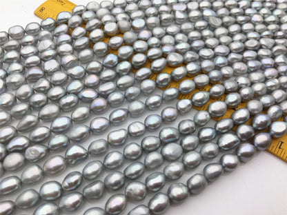 AAA 8.3-9.2mm gray nugget freshwater pearls,Irregular Beads for Pearl Necklace bracelet,gray baroque pearl strand,LM9-3A-31