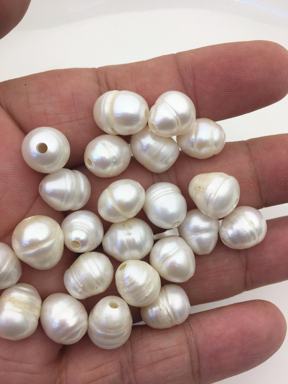 20pcs AA 10.2-11.2mm white teardrop freshwater pearls,2.2mm large hole,LR11-T6
