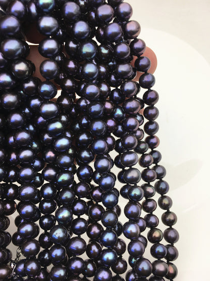 18'' AAA 7-7.5mm Brown Black Potato Freshwater pearl Necklace,NPN1-T24