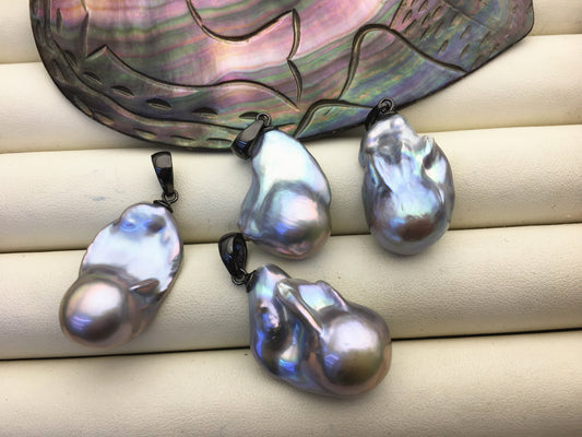 1pc AA+ 13-17mm big gray baroque pearl pendant necklace,S925 Sterling silver pendant,NC1-T31