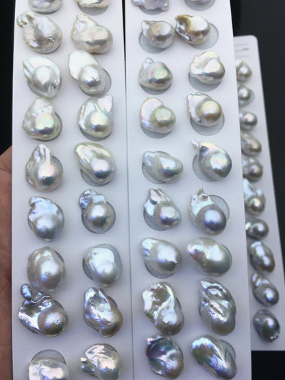 10 pairs AA+ 12-15mm White Flame ball Pearl Pairs-no hole-large Baroque freshwater pearl pairs,FL15-3A-8-3