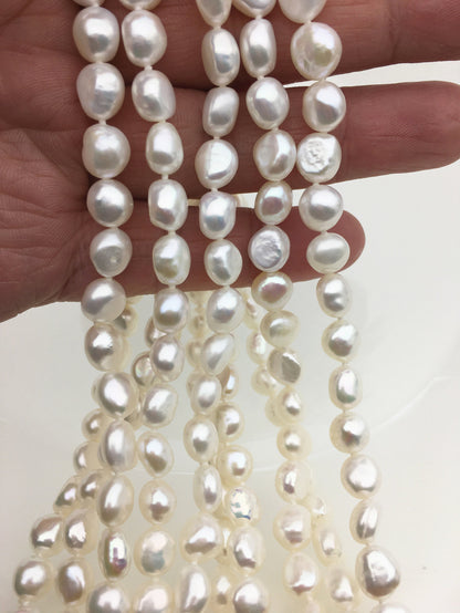 17'' AAA 7.3-8.4mm white freshwater pearl Necklace,Wedding Necklace, Love, Mothers Day,Happiness,NPN1-048