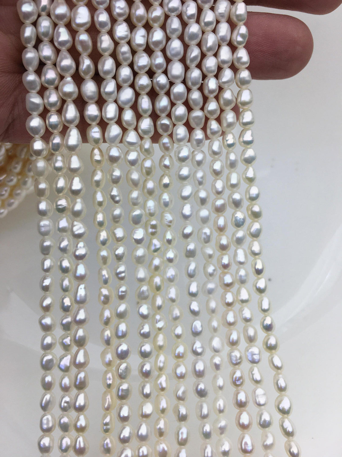 AAA 4-4.5mm Tiny white nugget freshwater pearls,irregular nugget freshwater pearl strand,LM4-3A-4