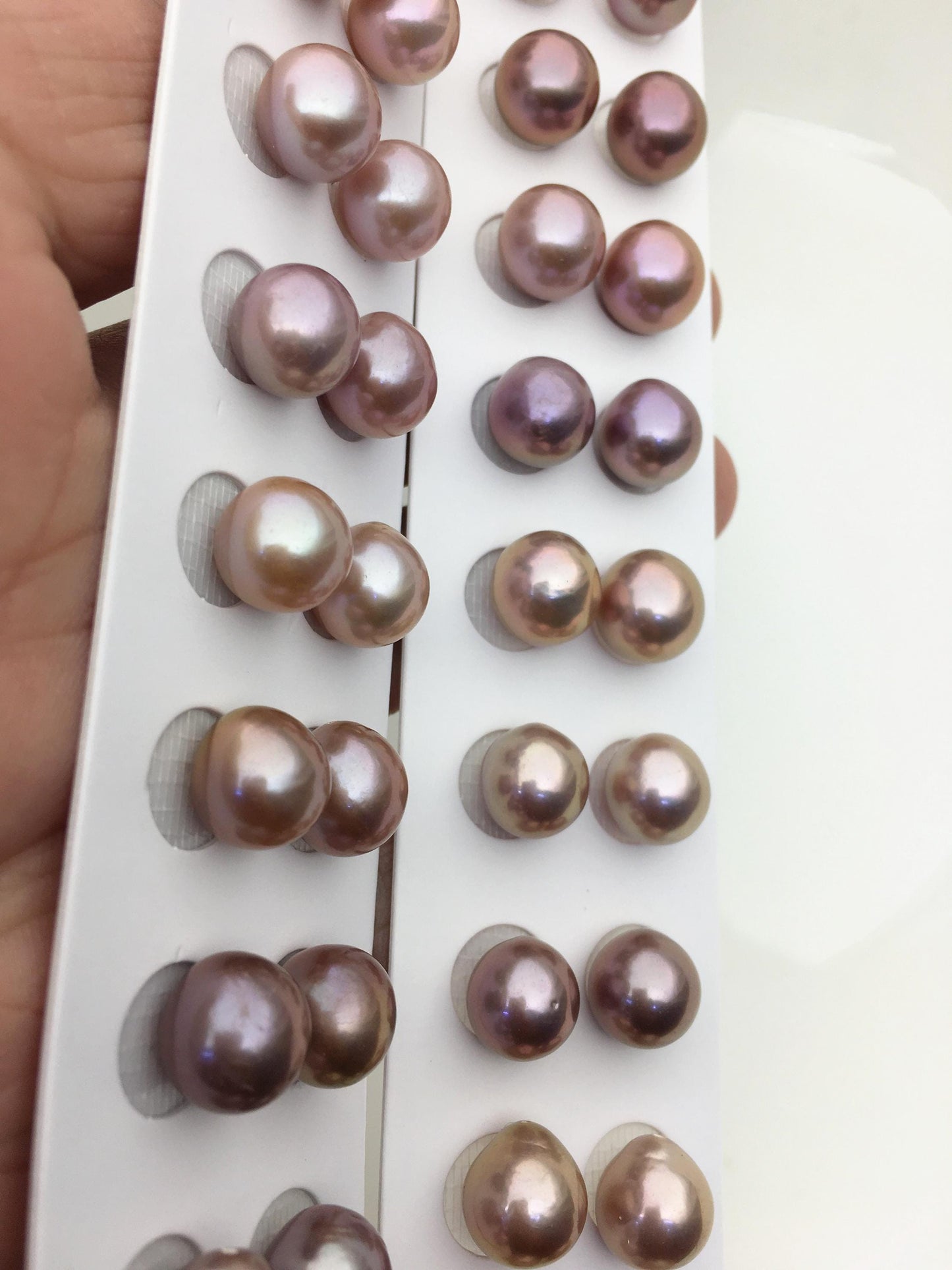 2 pairs AAA 10-11mm purple rice freshwater pearls,half hole,LR10-T8
