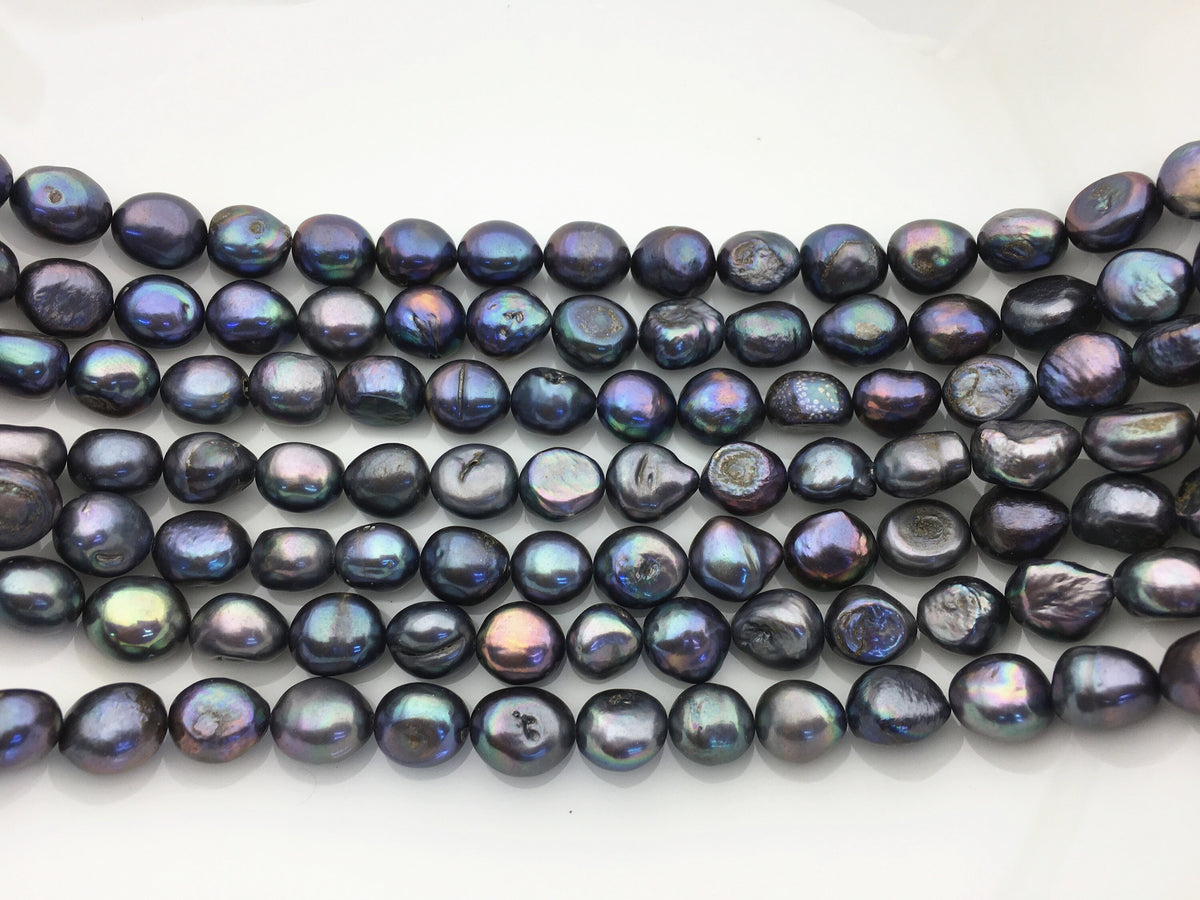AA 11mm black nugget freshwater pearls,baroque pearl strand freshwater pearls,pearl strand,LM11-T4