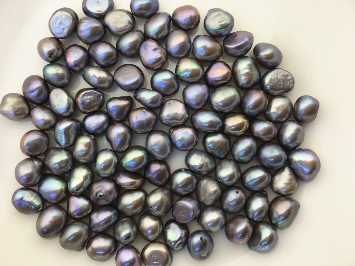 20pcs 10mm gray purple nugget freshwater pearls,0.8mm through hole,LM10-T1