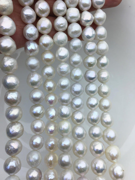 AA+ 9.5-12mm white baroque near round Edison Freshwater Pearl,ED12-2A-5-29