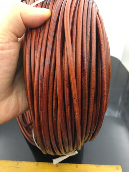 5 yards 4mm Dark Tan Color Round Leather Cord,Wholesale Jewelry Supplies,Distressed Matte Finish,LC4-010