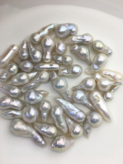 37pcs AAA/AA+ 7-13mm white baroque Edison Freshwater Pearl,no hole,ED12-2A-4-7