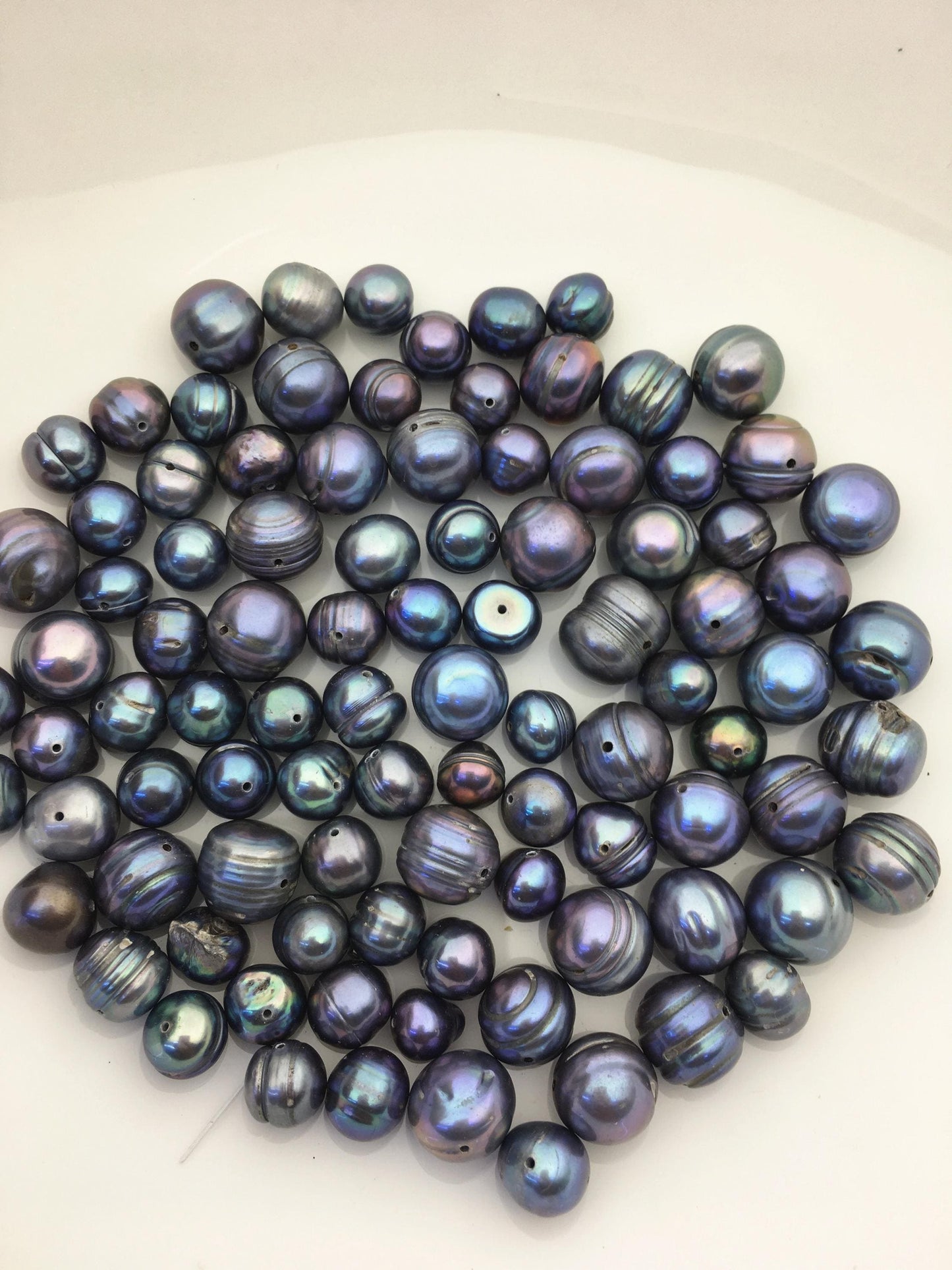 89pcs AA 8-12mm deep blue Potato loose pearl,through hole,CR9-T4