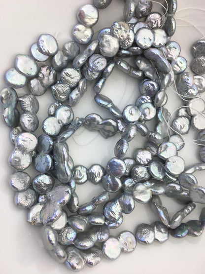 AA 11-13mm Gray Coin freshwater pearls,diy bead,flat round pearl bead,COIN12-T1