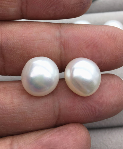 AAA 12-12.5mm big white nugget baroque Pearl Stud Earrings,freshwater pearl earrings,Wedding,classic pearl studs,SE1-069-9