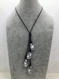 Four Gray Flame ball pearl and leather necklace,Baroque Freshwater Pearl Drop Necklace,Flaming ball pearl necklace,wholesale,Le4-059