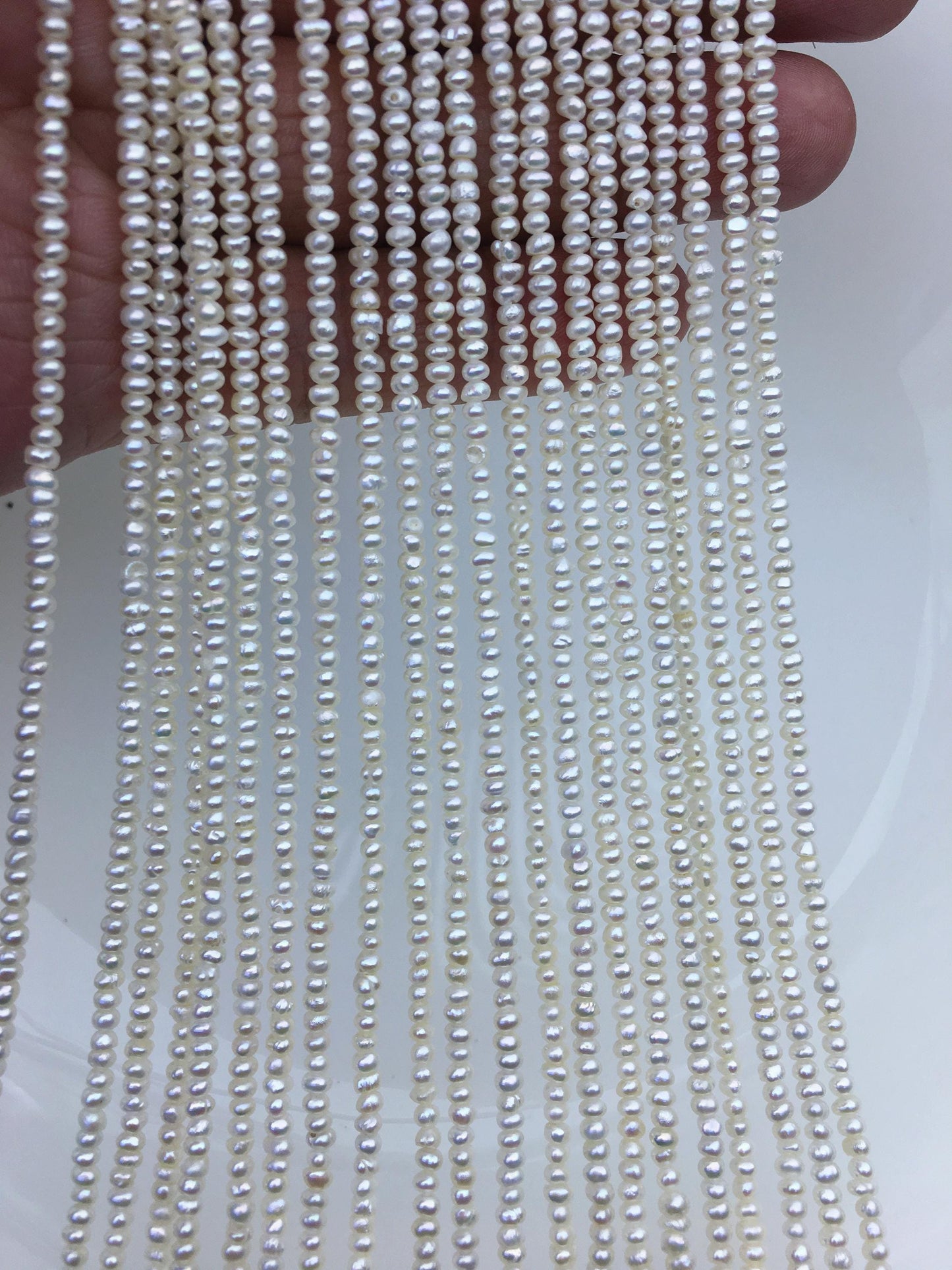 AA+ 2.5-3mm tiny white button pearls,full strand,Rondelle pearl Beads,white freshwater pearl,loose strands,SM2-2A-1