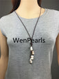 4 baroque pearls Drop leather necklace,Select leather color,Leather Pearl necklace, Leather baroque pearl necklace,wholesale,Le1-056