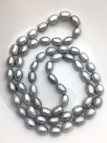 32'' AA+ 9.5-10mm gray rice pearl Necklace,NPN1-T20