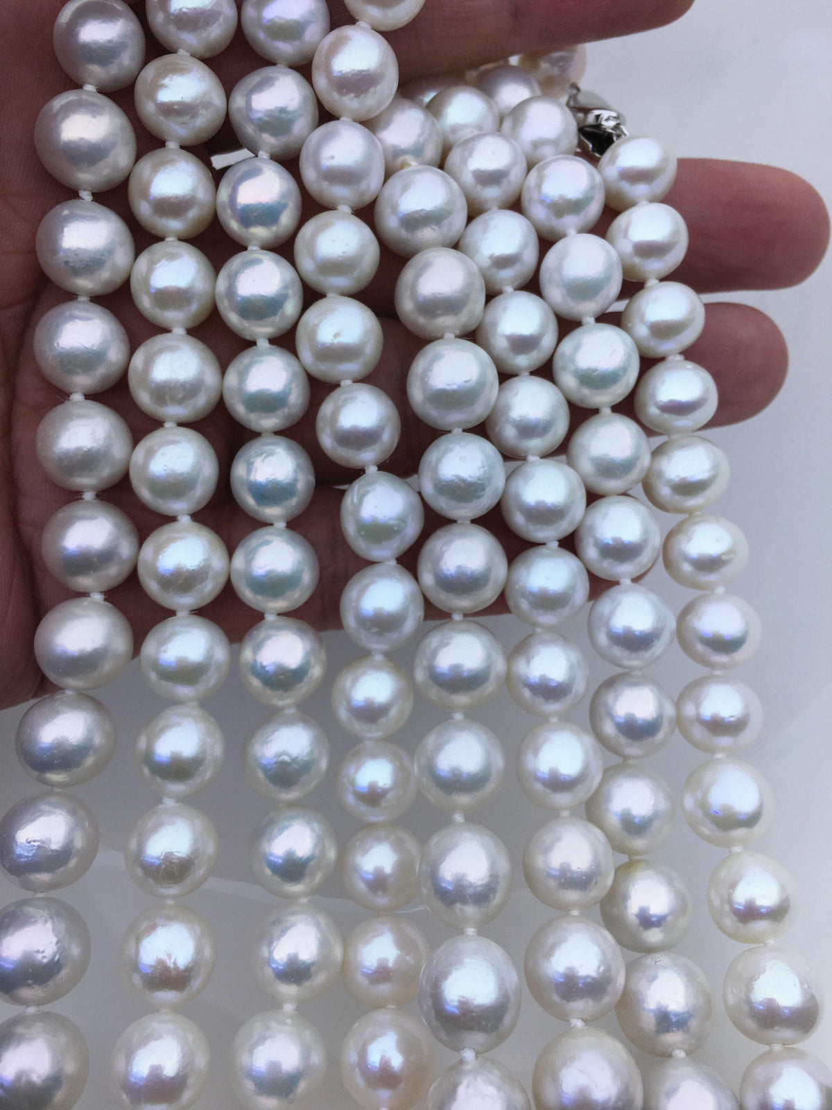 17.5'' AA+ 10-12mm white near round edison freshwater pearl necklace,NPN1-T30-9