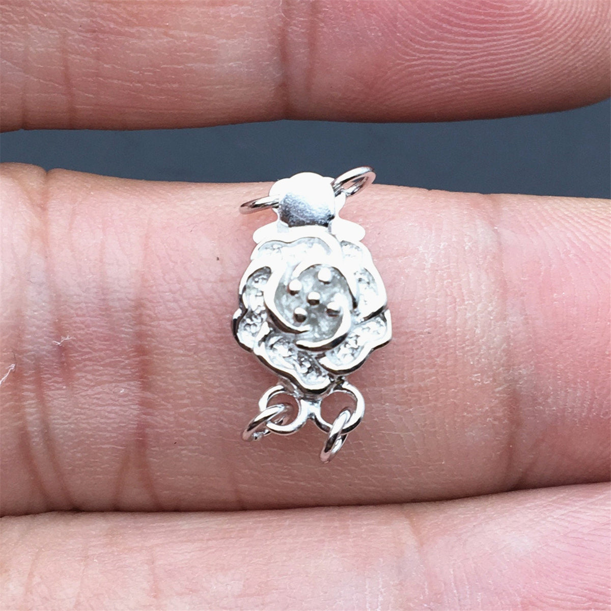 9mm Two Rows 925 sterling silver flower clasp, 2 strand clasp, push-in pearl clasp,necklace clasp,fashion jewelry findings, ASL-CL-012