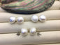 AAA 13-13.5mm big white wrinkled skin baroque button round Pearl Stud Earrings,SE1-069-15