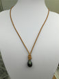 11-13mm Big Drop Tahitian Pearl Leather Necklace,Pearl Leather Necklace,Black Pearl,Black Leather Pearl necklace,Le11-031