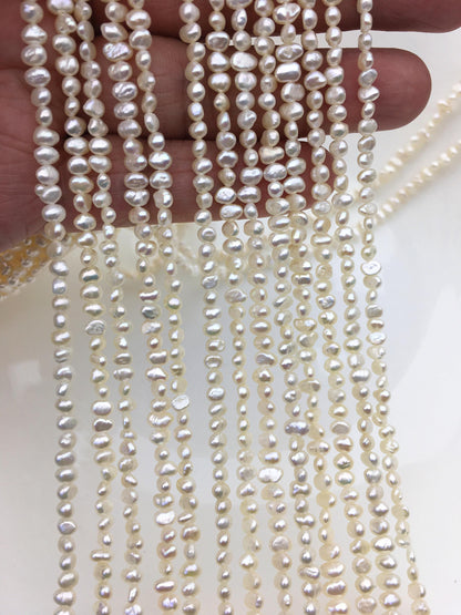 AA+ 3-3.5mm white nugget seed pearls,irregular nugget freshwater pearl strand,cheap price,pearl factory china,LM3-2A-2