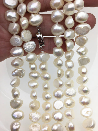 18'' AA+ 10mm White Nugget Pearl necklace, NPN1-T43