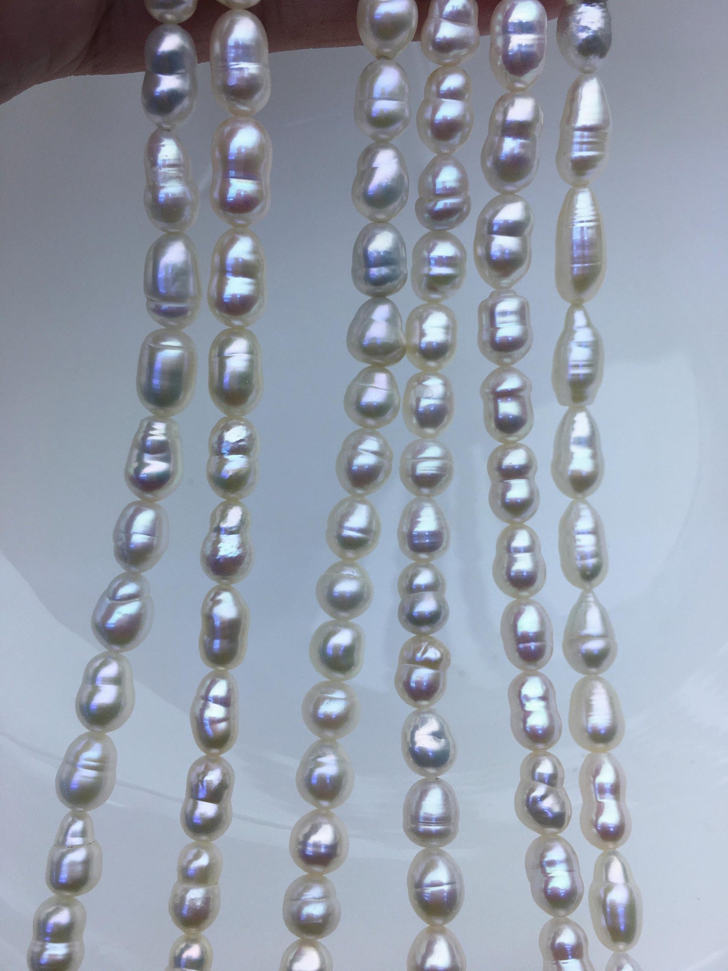 6 strands AA+ 5-7mm white rie Pearl Necklace,ZS-T20