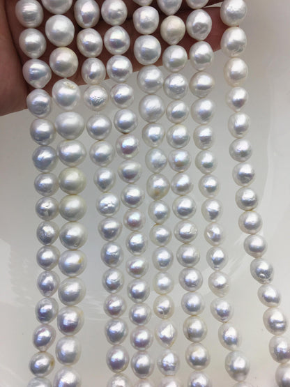 AA 8-9mm white baroque near round freshwater pearls,large hole,loose pearl beads material ,gift for her necklace,Cultured pearl,RP8-T1