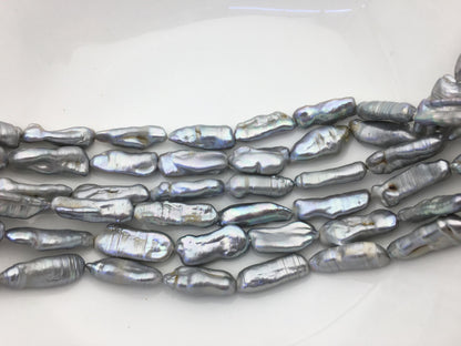 AA 9-12mm Gray Thick Biwa keshi Freshwater Pearl,ZS-200-83
