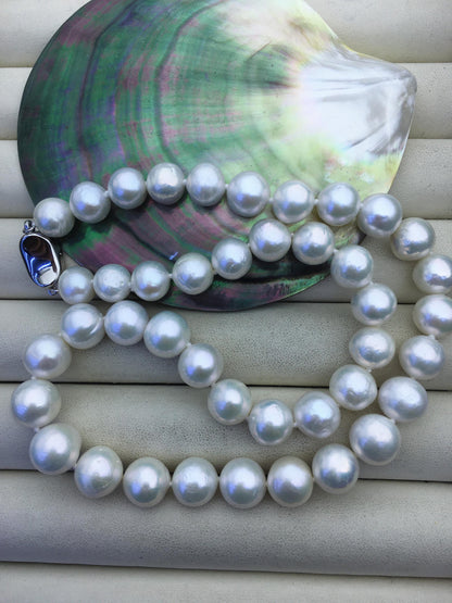 17.5 inches AA+ 9-11mm white near round freshwater Pearl necklace,genuine freshwater Pearl necklace, Natural Pearl Necklace,NPN1-063