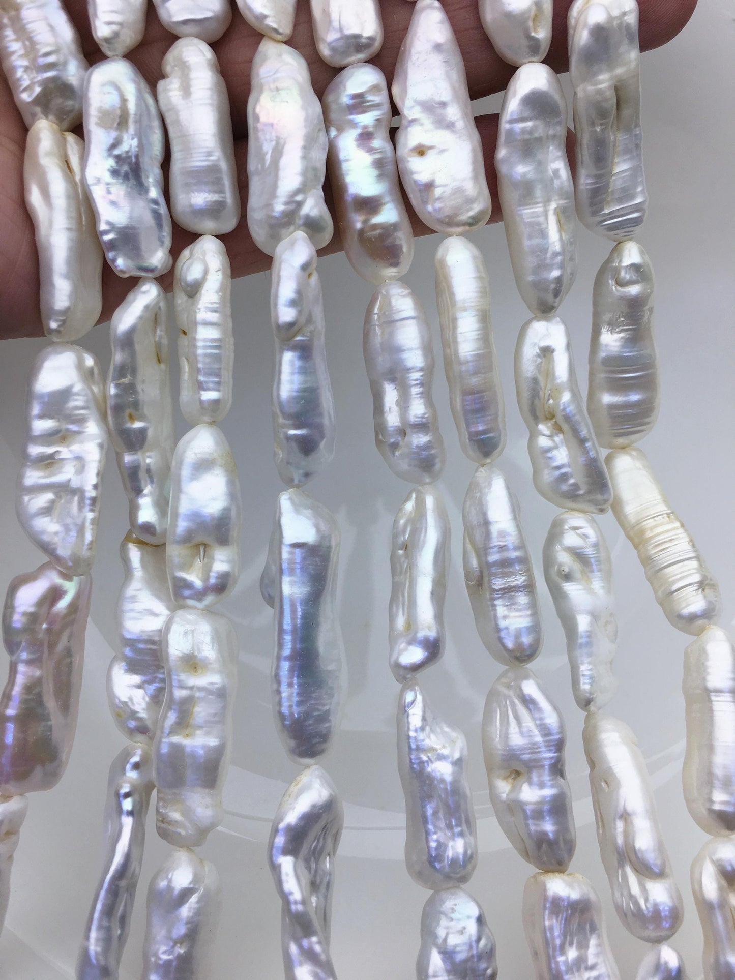 A+ 9-13mm white Thick Keshi Biwa Pearl Necklace,ZS-200-120-4