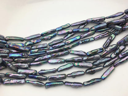 15.5'' AA 5-7mm Black Blue rectangle pearls,ZS-80-25-16