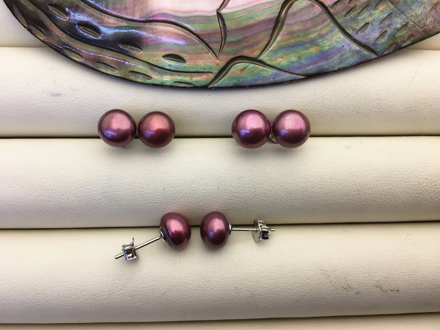AAA 8-8.5mm red Brown Freshwater Pearl Stud Earrings, pearl earrings,Wedding,classic pearl studs,SE1-062