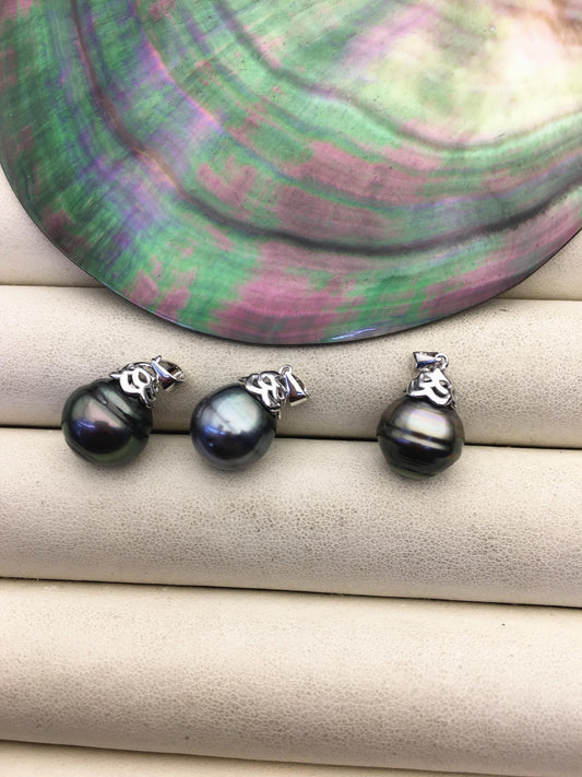 1pc 11-12mm Genuine Gray Tahitian Pearl Pendant, natural color sea pearl,pearl necklace - NC1-046-1