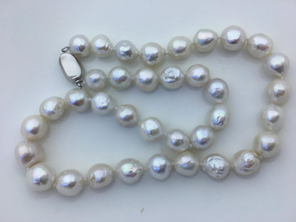 17.5'' AA+ 9-11mm white baroque drop edison freshwater Pearl necklace,genuine Natural Pearl Necklace,NPN1-T30-6