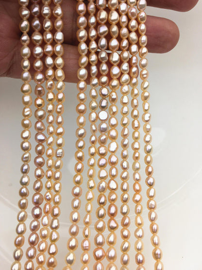 AAA 4.5-5mm Tiny pink peach nugget freshwater pearls,irregular nugget freshwater pearl strand,LM4-3A-1