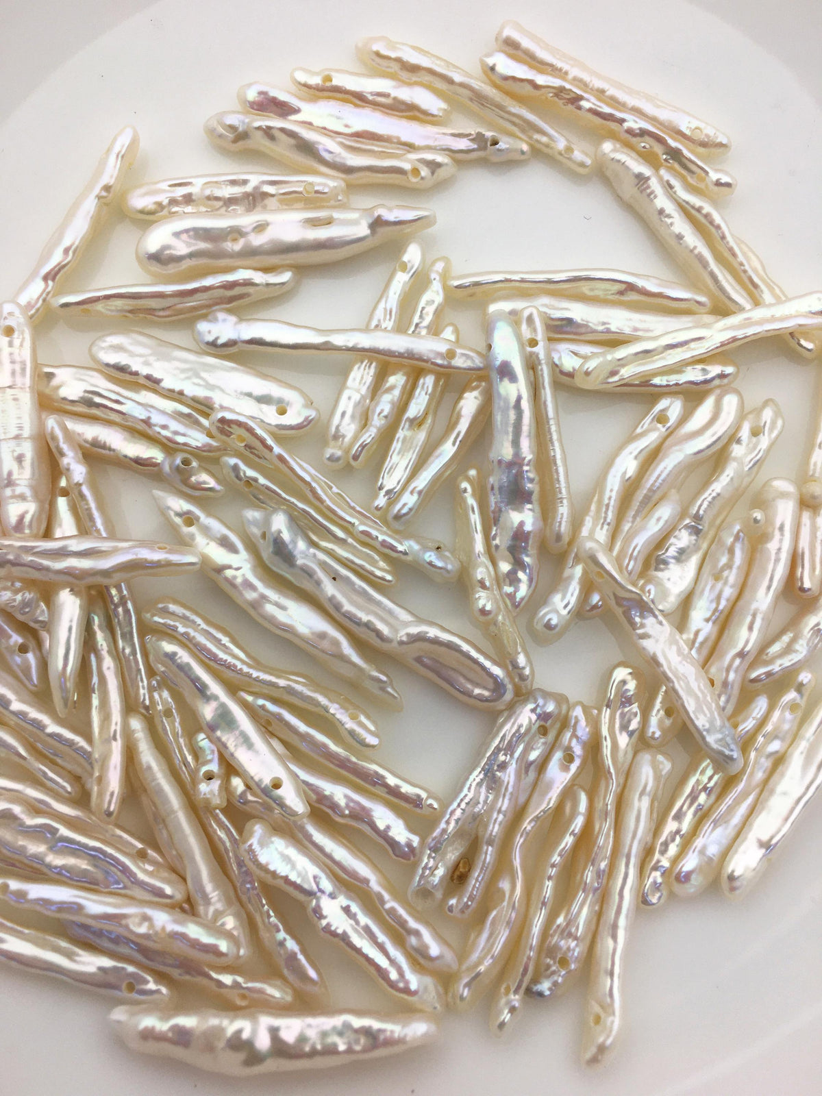 20pcs AAA 4-6mm white Toothpick Freshwater Pearls, top two-eight drill hole,ZS-80-4