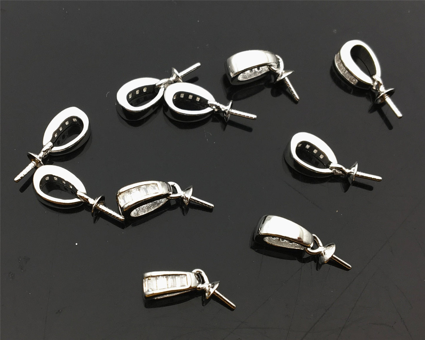 Cz zircon S925 sterling silver pendant hook, for pendant,for DIY,wholesale,ASL-P-005