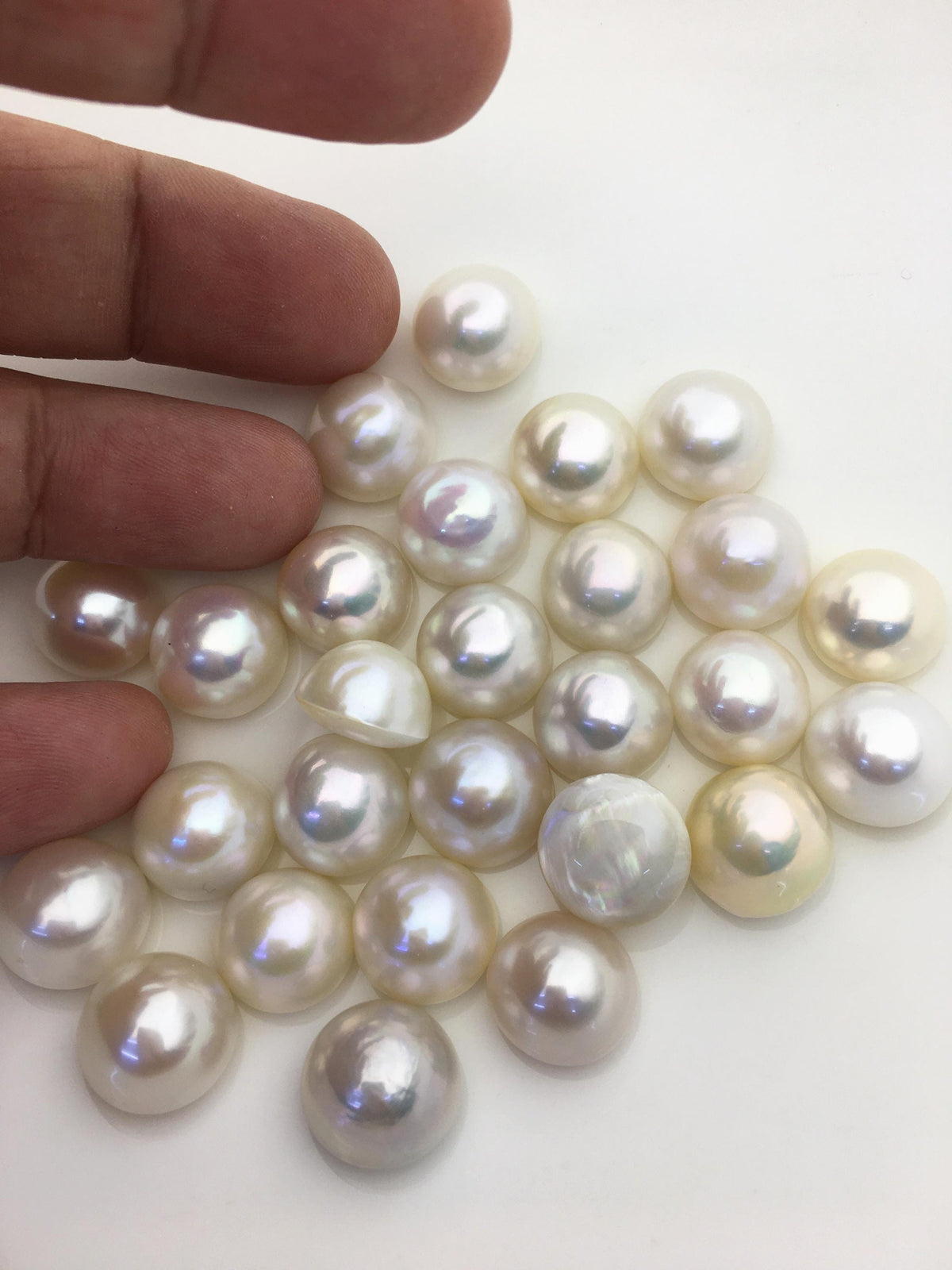 13pcs AAA 12-13mm white Baroque Mabe Freshwater Pearls,no hole,MB-T67