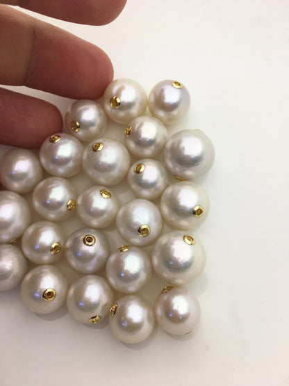 1pc AA+ 11-16mm 18k solid gold White Round Edison Pearl Pendant,NC1-015