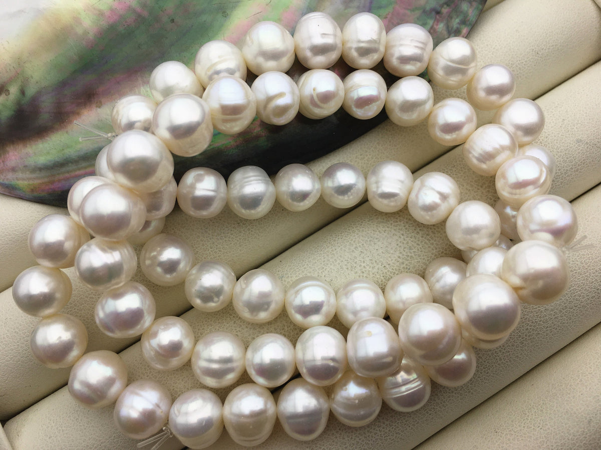 7'' 9.2-10.2mm white potato Freshwater pearl Elastic string Bracelet,B8-043